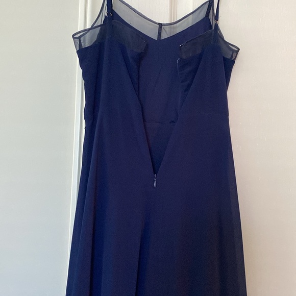 Iulus formal ruffle bottom thin strap with mesh dress navy blue - Picture 6 of 7